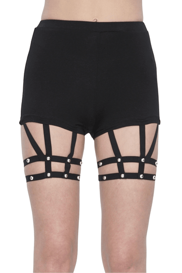 Stylish Rivet-Adorned High-Waisted Garter Shorts for Women